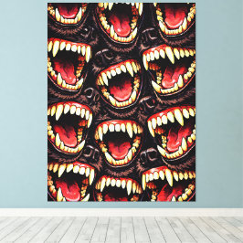 Primal Wolf Pack Snarling Fangs Horror Pop Art Leinwanddruck