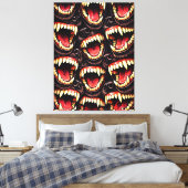 Primal Wolf Pack Snarling Fangs Horror Pop Art Leinwanddruck (Insitu (Schlafzimmer))