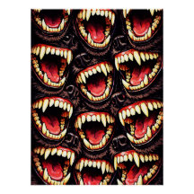 Primal Wolf Pack Snarling Fangs Horror Pop Art