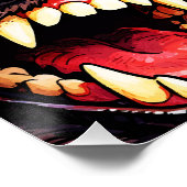 Primal Wolf Pack Snarling Fangs Horror Pop Art Poster (Ecke)