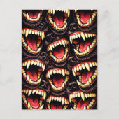 Primal Wolf Pack Snarling Fangs Horror Pop Art Postkarte (Vorderseite)