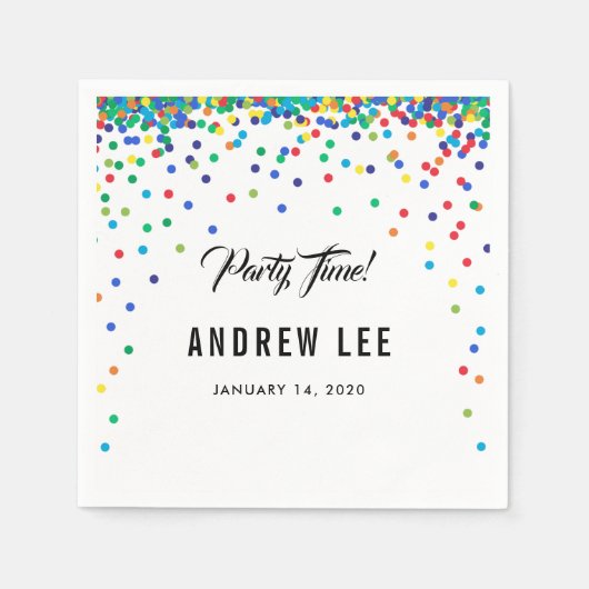 Primär farbige Konfetti-Sprinklen Geburtstagsparty Serviette (Vorderseite)