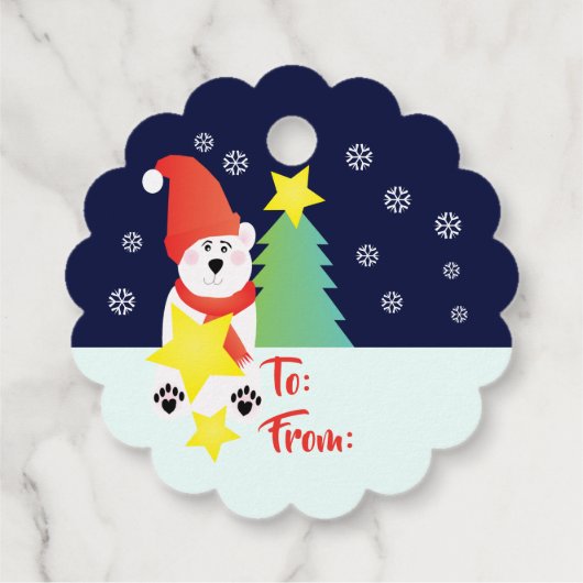 Primär gefärbter Polar-Bär Geschenkanhänger (Rückseite)