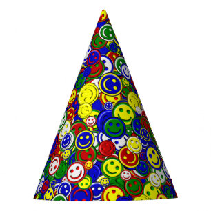 Primär glückliche Gesichtsperlen, blaues PARTY HAT Partyhütchen