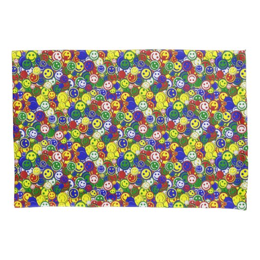 PRIMÄR-Happy-Allover-Perlen,GELBE-PILLOW-HÜLLEN Kissenbezug (Vorderseite-Links)