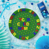 Primärdots Alphabet, Grünpapierplatte Pappteller (Party)