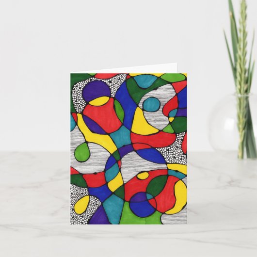 Primäre Doodles für geklappte leere Notizkarte Dankeskarte (Vorderseite)