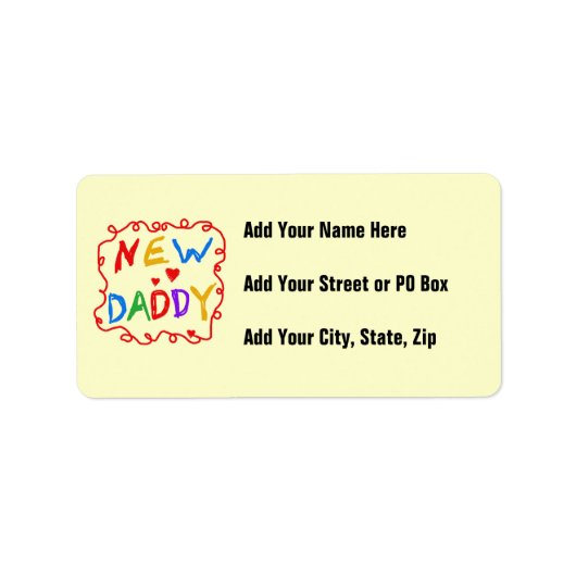 Primäre Farben - Geschenke von New Daddy Adressaufkleber (Vorne)