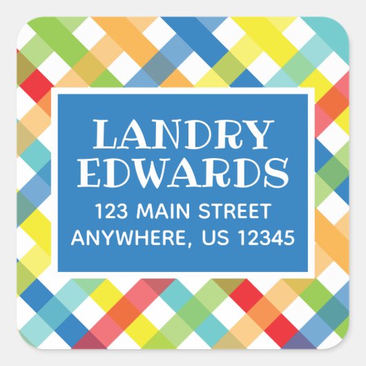 Primäre Kreuzrisen-Rücksendeadressen-Aufkleber Quadratischer Aufkleber (Vorderseite)