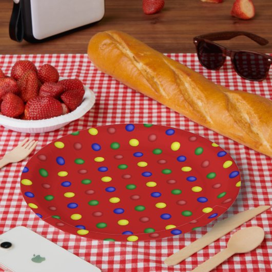 Primäre Polka Dots Red Pappteller (Picknick)