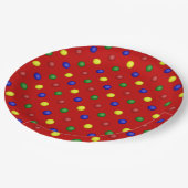 Primäre Polka Dots Red Pappteller (Schrägansicht)
