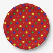 Primäre Polka Dots Red Pappteller (Vorderseite)