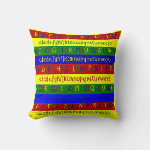 Primäres Alphabet Streifen-Quadrat-Drehkissen Kissen