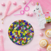 Primäres glückliches Gesicht Allover Beads Pappteller (Party)