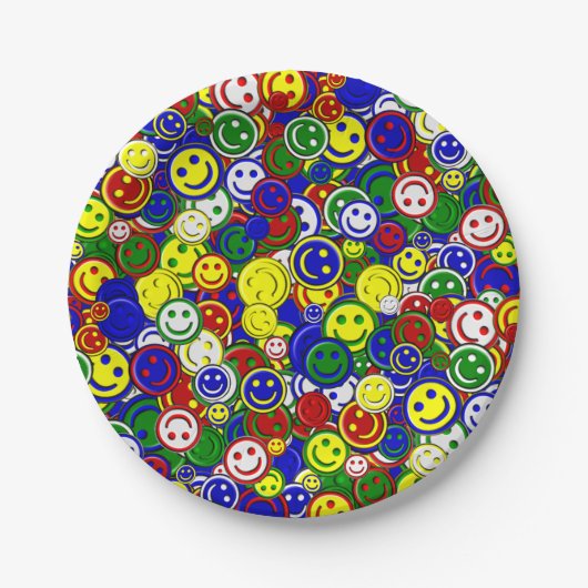 Primäres glückliches Gesicht Allover Beads Pappteller (Vorderseite)