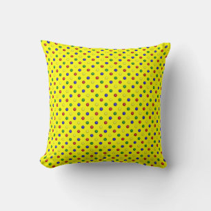 Primäres Polka Dots Gelb-Quadratzoll Kissen