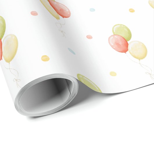 Primärfarben Birthday Balloons Wrapping Paper Geschenkpapier (Rolleneckpunkt)