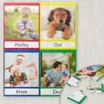Primärfarben der FotoCollage Personalisiert Puzzle<br><div class="desc">Spielerlernen - personalisiertes Foto-Puzzle mit Primärfarben. Die Fotovorlage ist für Sie das Set, vier Ihrer Lieblingsbilder hinzuzufügen, die in quadratischem / instagram Format in einer einfachen Grid-Stil Foto-Collage angezeigt werden. Jeder Farbblock enthält ein Foto und eine Namensplatte, die Sie anpassen können. Die individuellen Fotos machen das Spiel zu einem besonders...</div>