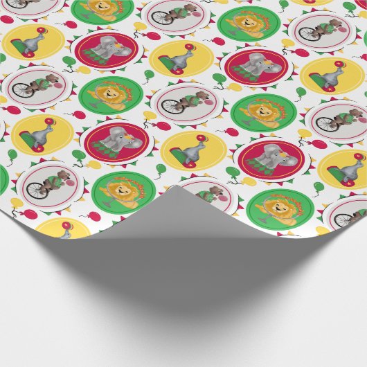 Primärfarben der pulsierenden Zirkustiere Geschenkpapier (Ecke)