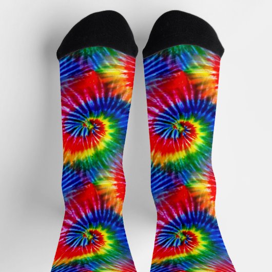 Primärfarben Helle Fun Retro Gefärbte Krawatte Spi Socken (Oben)