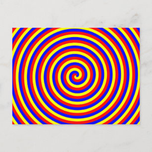 Primärfarben. Helle und farbenfrohe Spirale. Postkarte