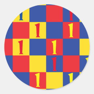 Primärfarben Kinder 1. Geburtstag Party Runder Aufkleber