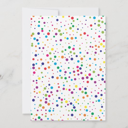 Primärfarben Konfetti-Thema Einladung (Rückseite)