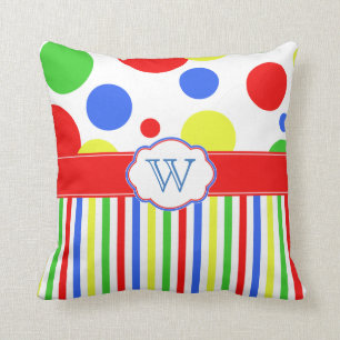 Primärfarben Leuchtende Kindermonogramm Kissen