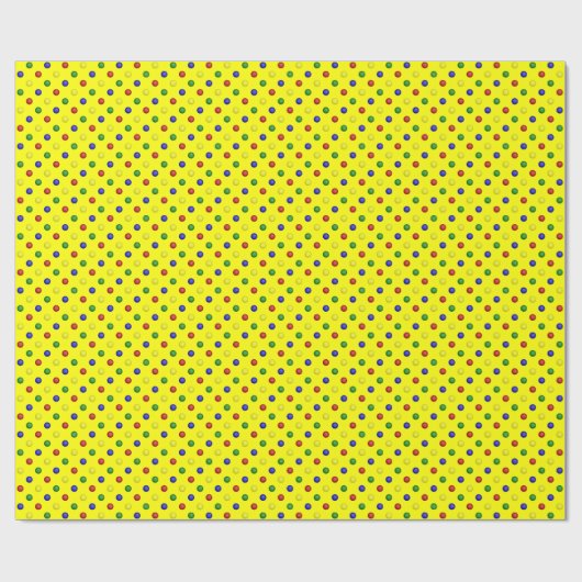 Primärfarben, Polka Dots Gelb GIFT WRAP Geschenkpapier (Flach)