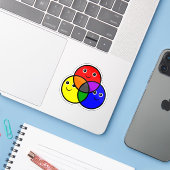 Primärfarben Rot Blau Gelb Aufkleber (Laptop mit iPhone)