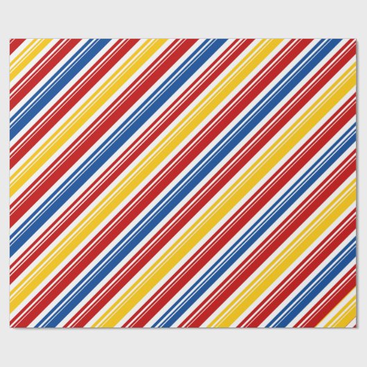 Primärfarben Weiße Candy Stripe Holiday Geschenkpapier (Flach)