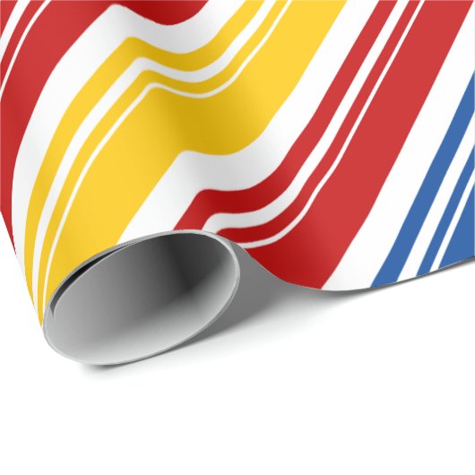 Primärfarben Weiße Candy Stripe Holiday Geschenkpapier (Rolleneckpunkt)