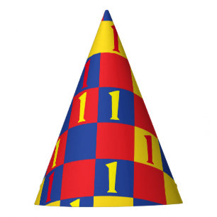 Primärfarbrotes gelbes Blau-1. Geburtstags-Party Partyhütchen