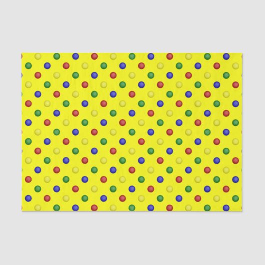 Primärpolka-Punkte,Gelb-GEWEBE-WRAP-PAPIER Seidenpapier (Vorderseite)