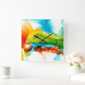 Primärvolumen - Wasserfarben Quadratische Wanduhr (Zuhause)