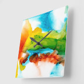 Primärvolumen - Wasserfarben Quadratische Wanduhr (Winkel)