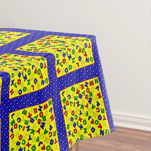 PRIMARY ALPHABET BLOCKS, Blue-52x70 TABLECLOTH Tischdecke (Beispiel)
