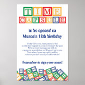 Primary Colors Blocks Time Capsule 1st Birthday Poster (Vorne)