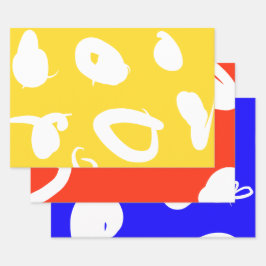 Primary colours set Wrapping Paper flat sheets Geschenkpapier Set