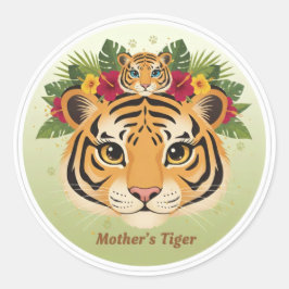 Primary: Cute Mother Tiger and Cub Sticker - Maa b