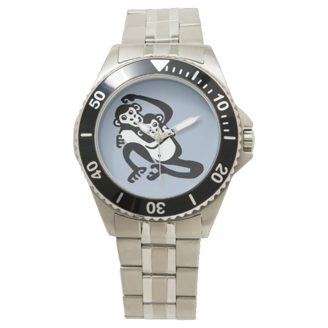 Primat - BONOBO - gefährdeter Schimpanse - blau Armbanduhr (Vorderseite)
