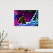Primat frisst Grüntöne am Rande des Neons Poster (Küche)