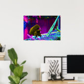 Primat frisst Grüntöne am Rande des Neons Poster (Heimbüro)