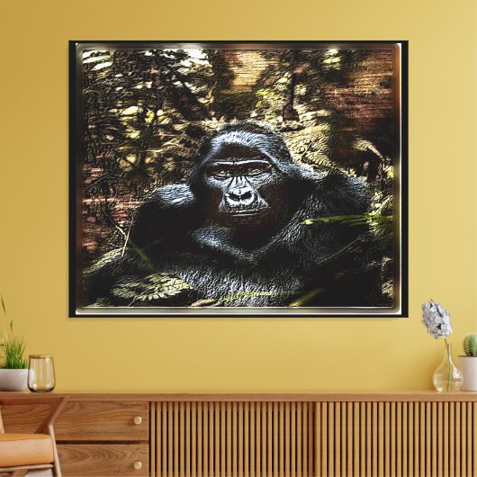 Primat-Modelle: Außergewöhnlicher Gorilla 02 Leinwanddruck (Insitu (Wohnzimmer))