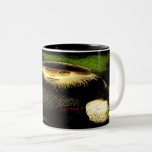 Primat-Modelle: Rotschuh-Douc 01 Zweifarbige Tasse (VorderseiteRechts)