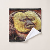 Primat-Modelle: Weißer Saki-Affe Badhandtuch Set (Waschlappen)