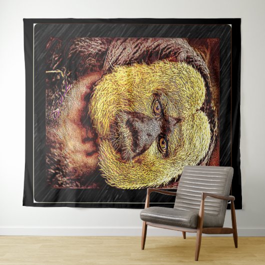 Primat-Modelle: Weißer Saki-Affe Wandteppich (Beispiel (Horizontal))