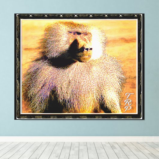 Primat Models: Hamadryas Baboon 01 Leinwanddruck (Insitu (Holzboden))