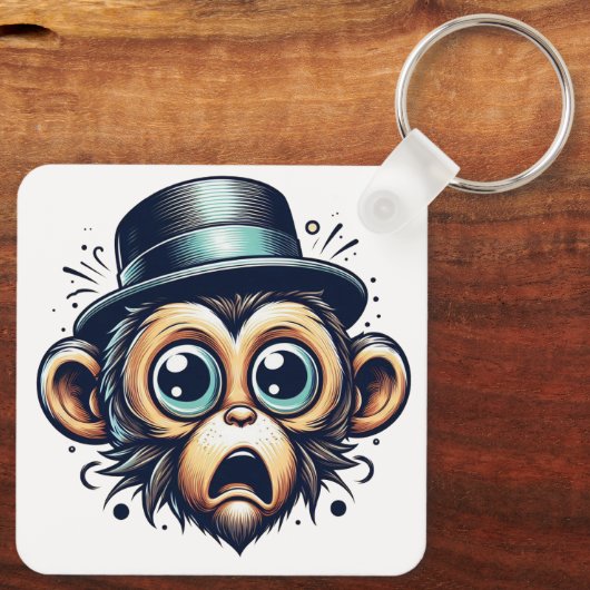 "Primate Panic Monkey" Aluminum Keychain Schlüsselanhänger (Rückseite)