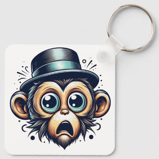 "Primate Panic Monkey" Aluminum Keychain Schlüsselanhänger (Rückseite)